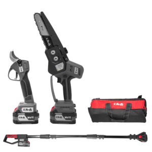 Kit Mini Motosserra/Tesoura/Cabo Extensivel a Bateria 18V 2x4Ah KawaPower KWKTM08
